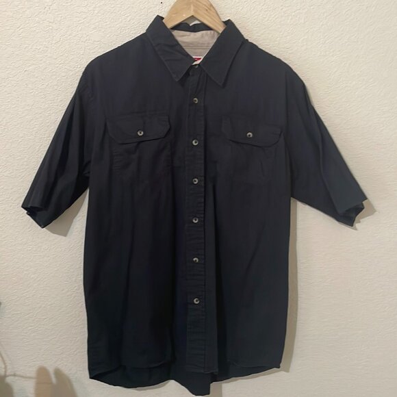 Wrangler Black Men's Short Sleeve Button Down Western Cowboy Style Shirt Large - Picture 1 of 10